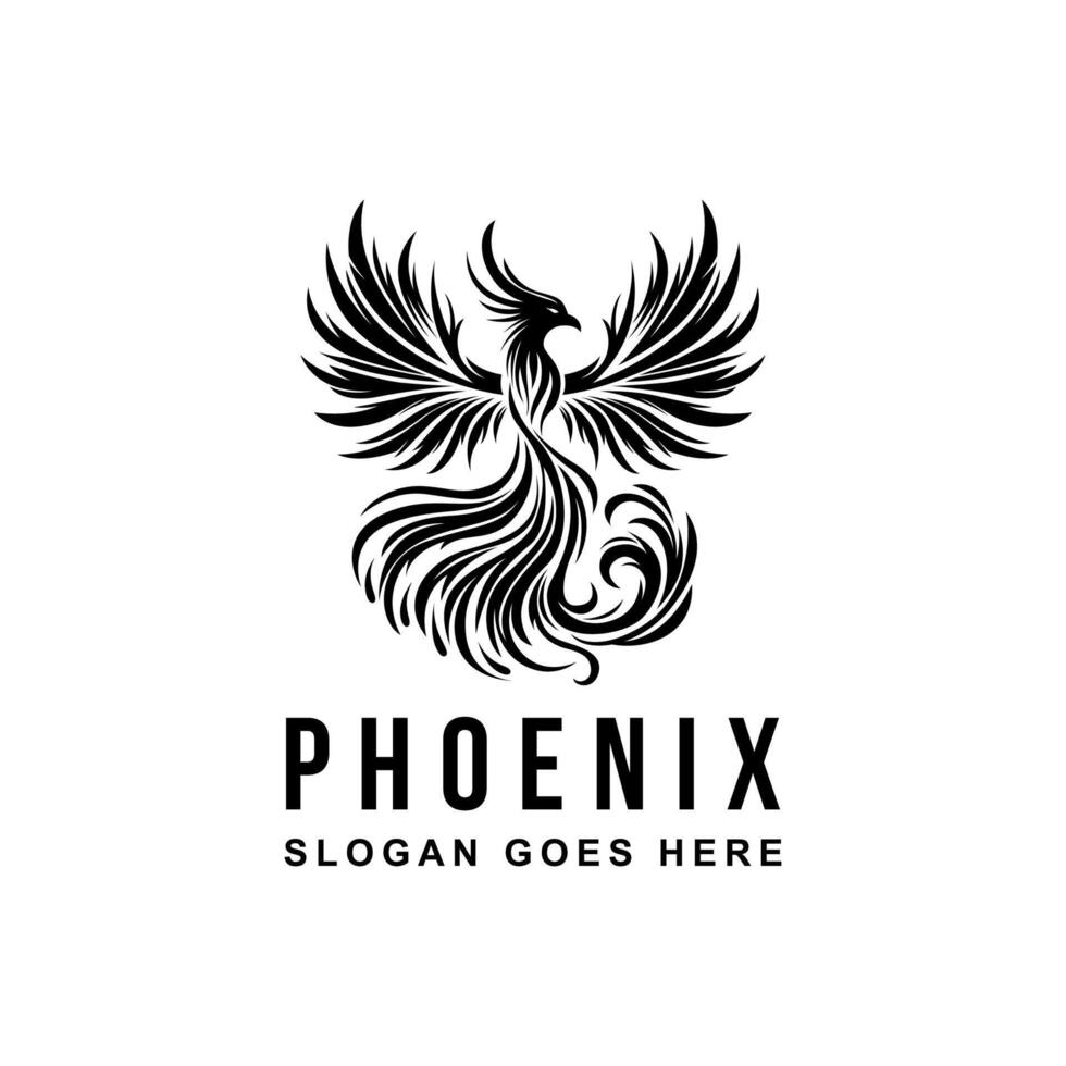 Phoenix logo design. Phoenix logo illustration. Phoenix black and white. vector