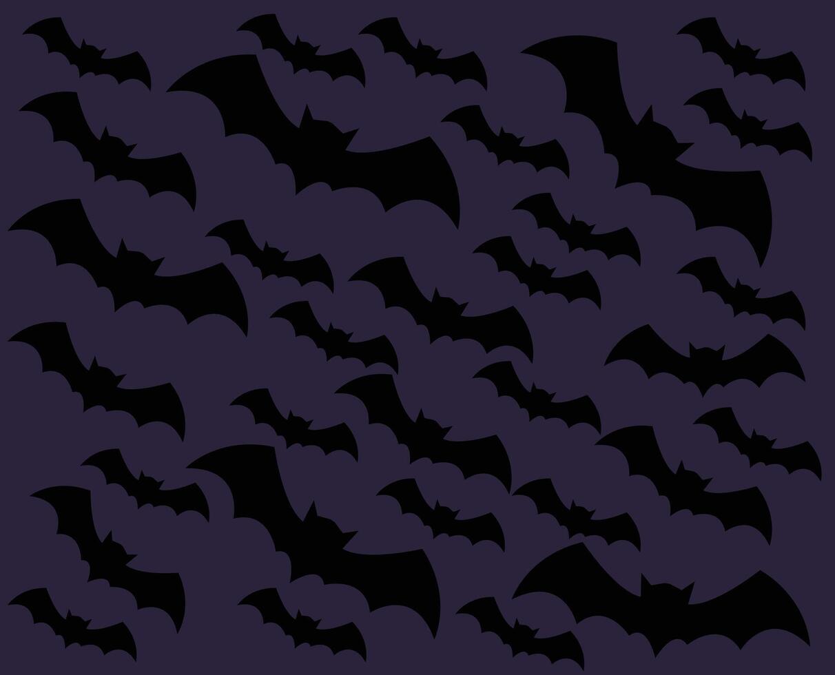 Seamless pattern with black bats. Scary vampire bat silhouettes background. vector