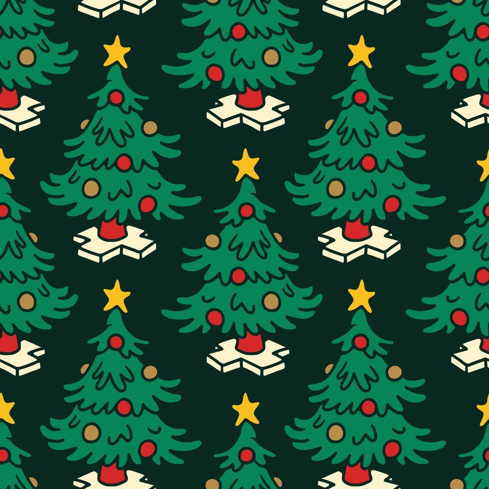 Christmas tree seamless pattern vector