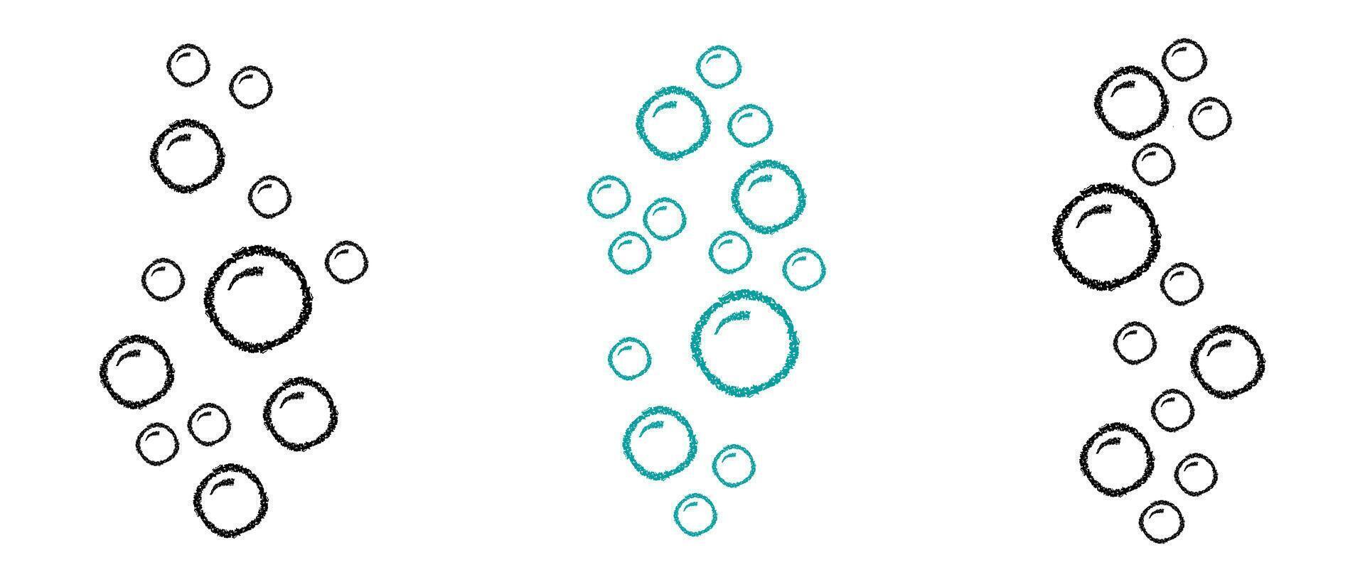 Water bubbles. illustration of soap bubbles with different patterns. Champagne gas balloons in linear style. vector
