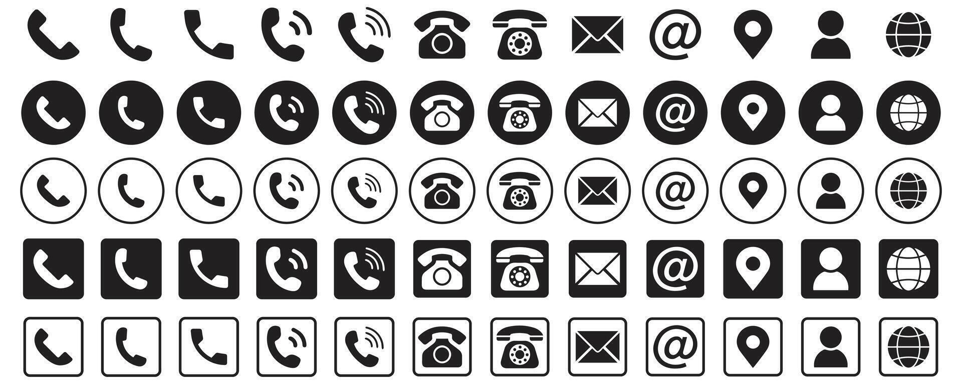 Contact information icon. Call symbol isolated set. Web icon. Illustration EPS 10 vector