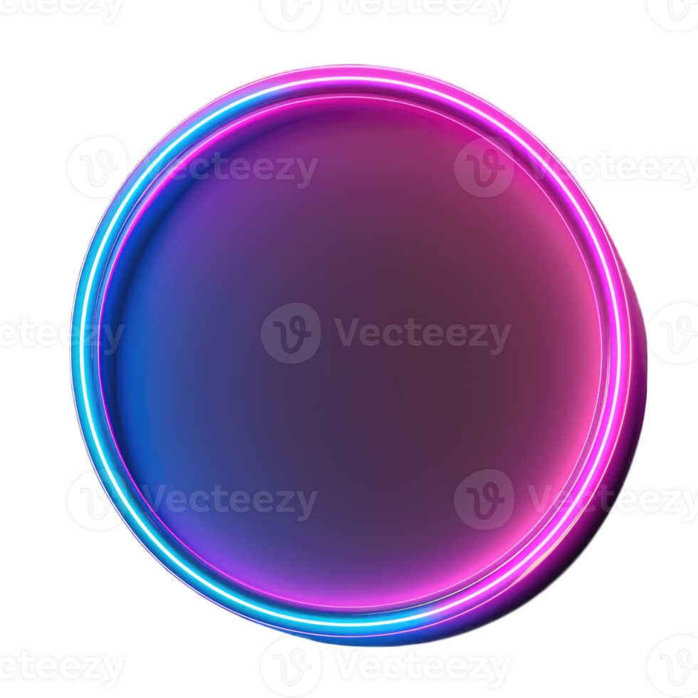 Pink and blue neon light effects circle isolated on transparent background png