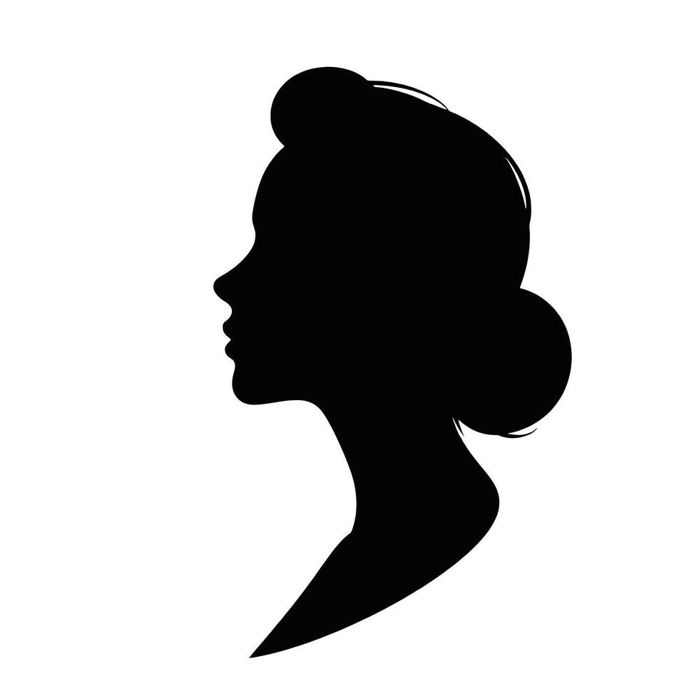 Silhouette of a woman's head with a bun in the back vector