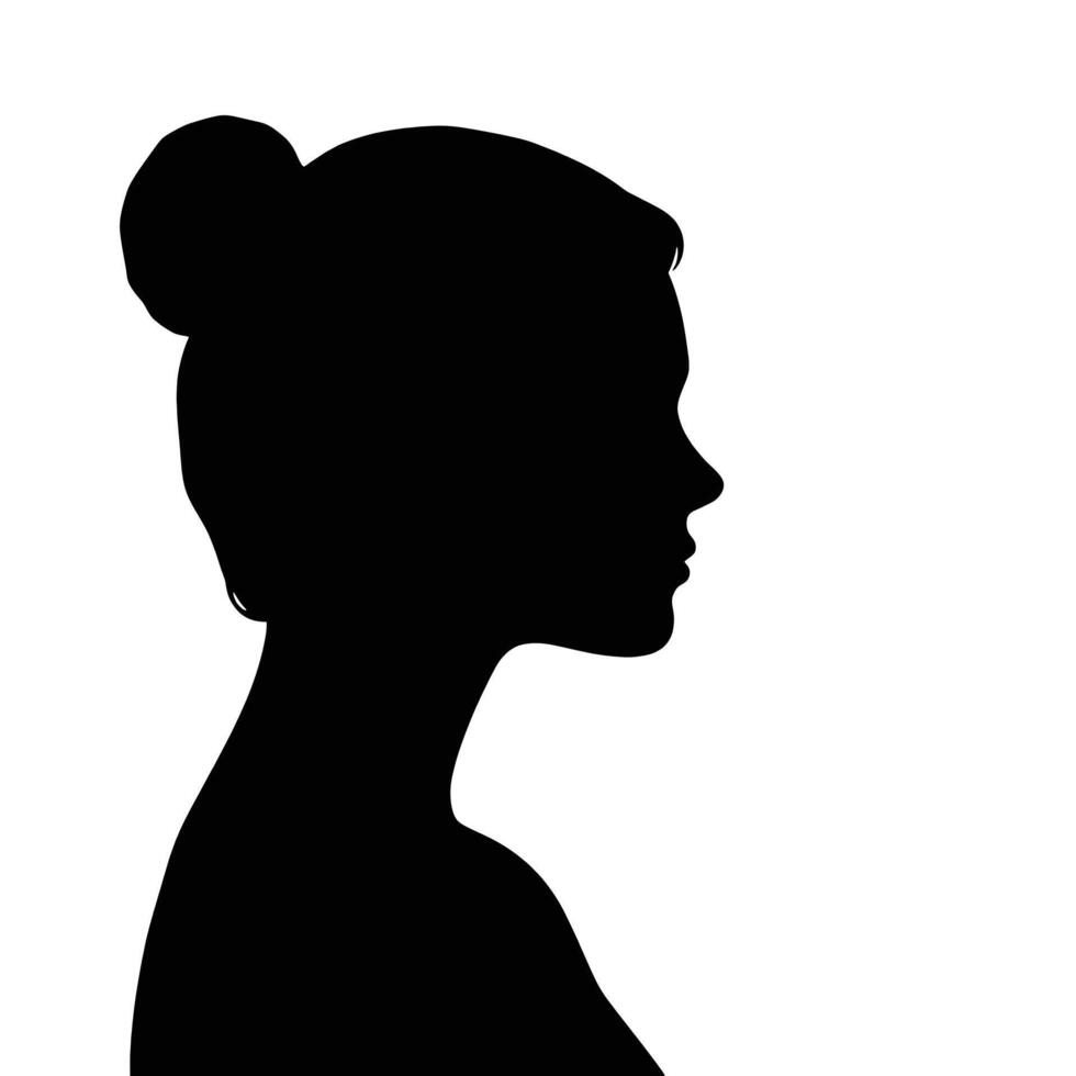 Silhouette of a woman's head with a bun in the back vector