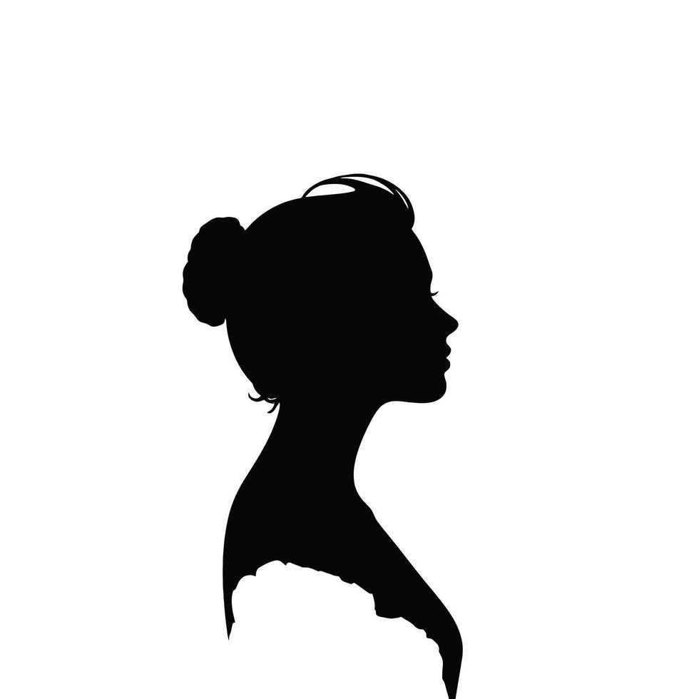 Silhouette of a woman's head with a bun in the back vector