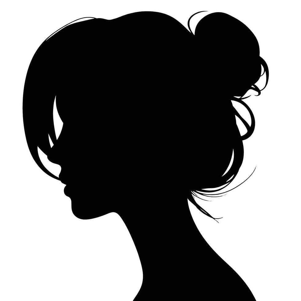 Silhouette of a woman's head with a bun in the back vector