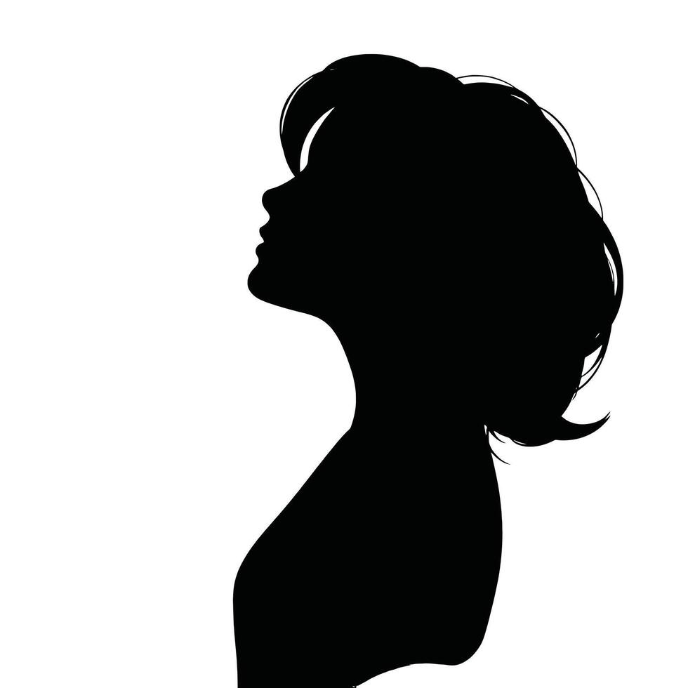 Silhouette of a woman's head with hair in profile vector