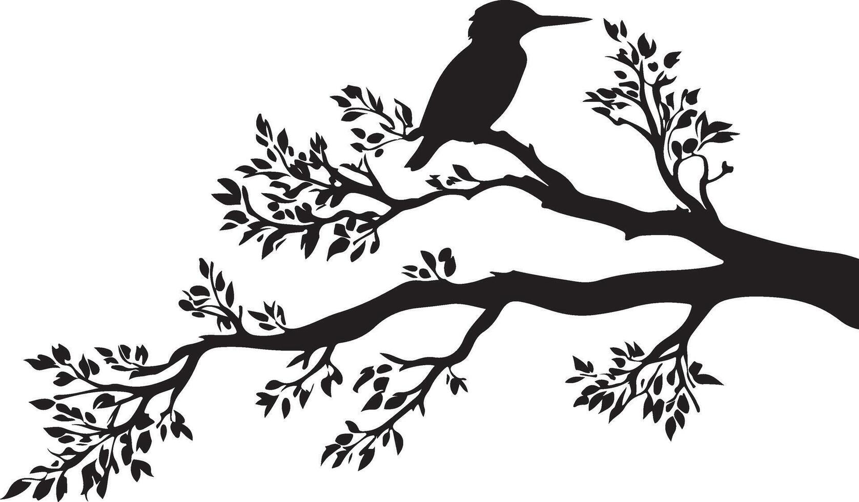 Silhouette of a bird sitting on a branch vector