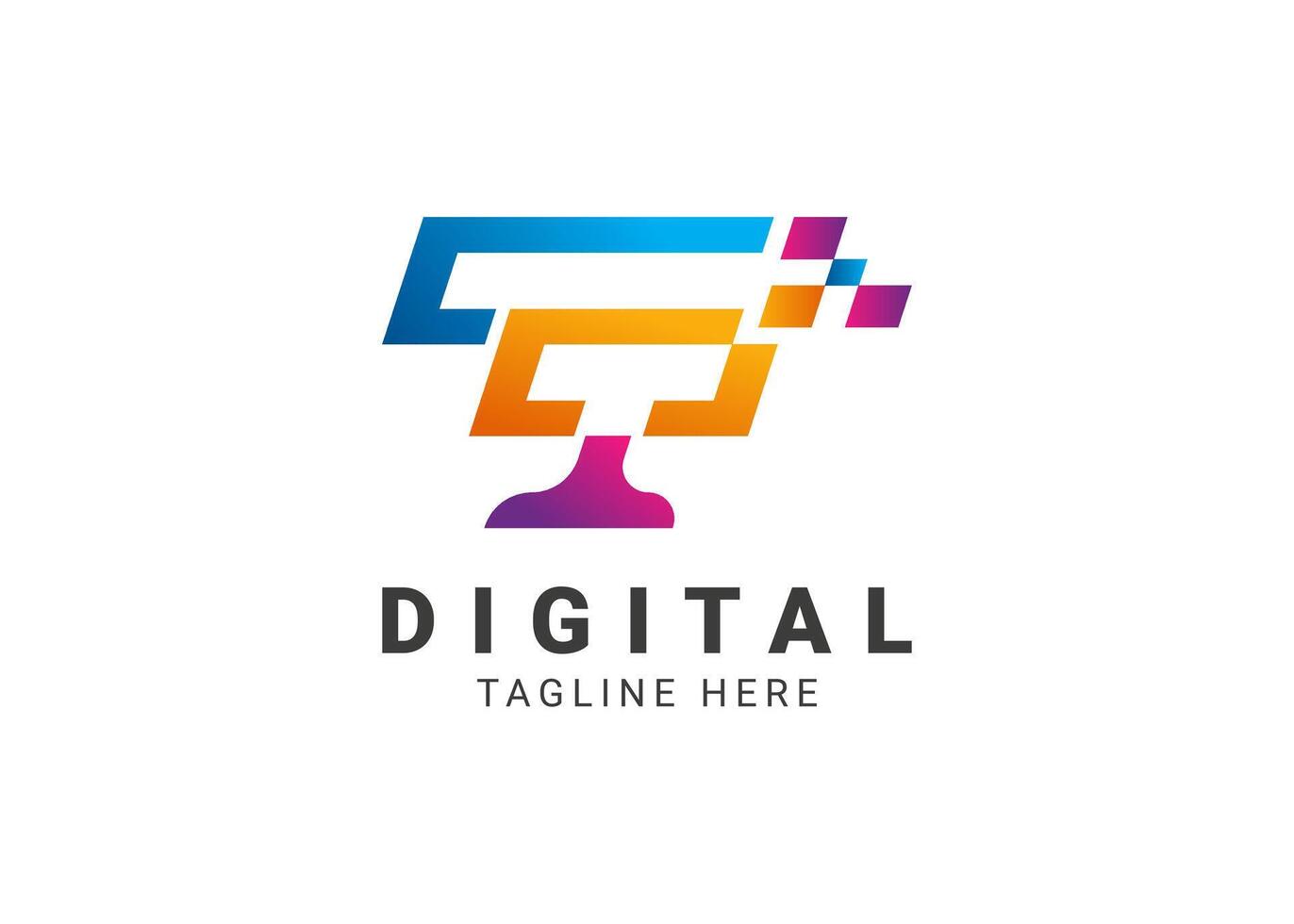 Desktop laptop abstract colorful logo template design for digital business. vector