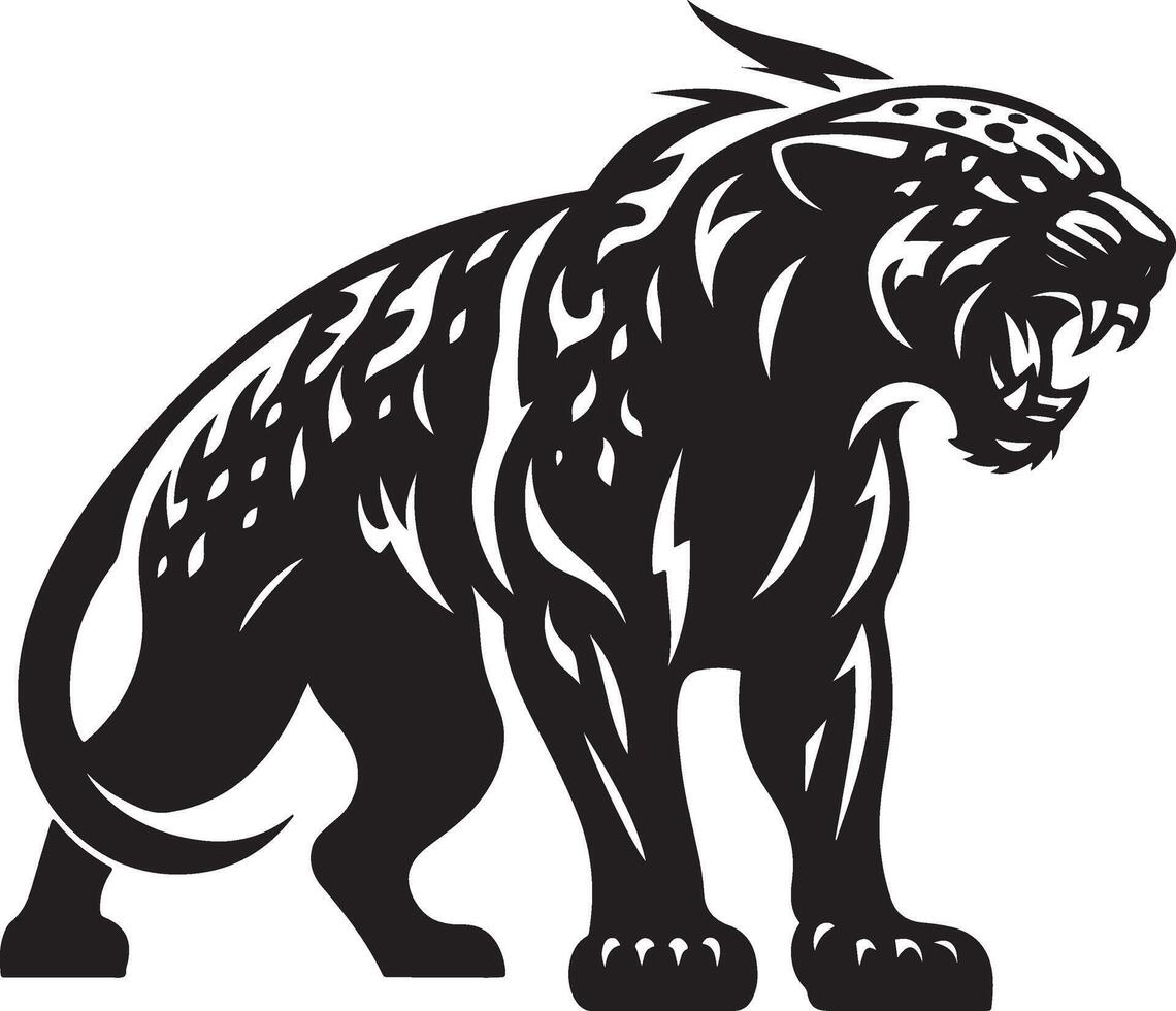 Angry jaguar silhouette. vector