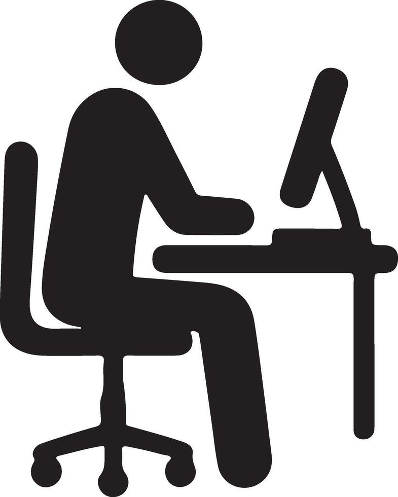 One person working on his desk. vector