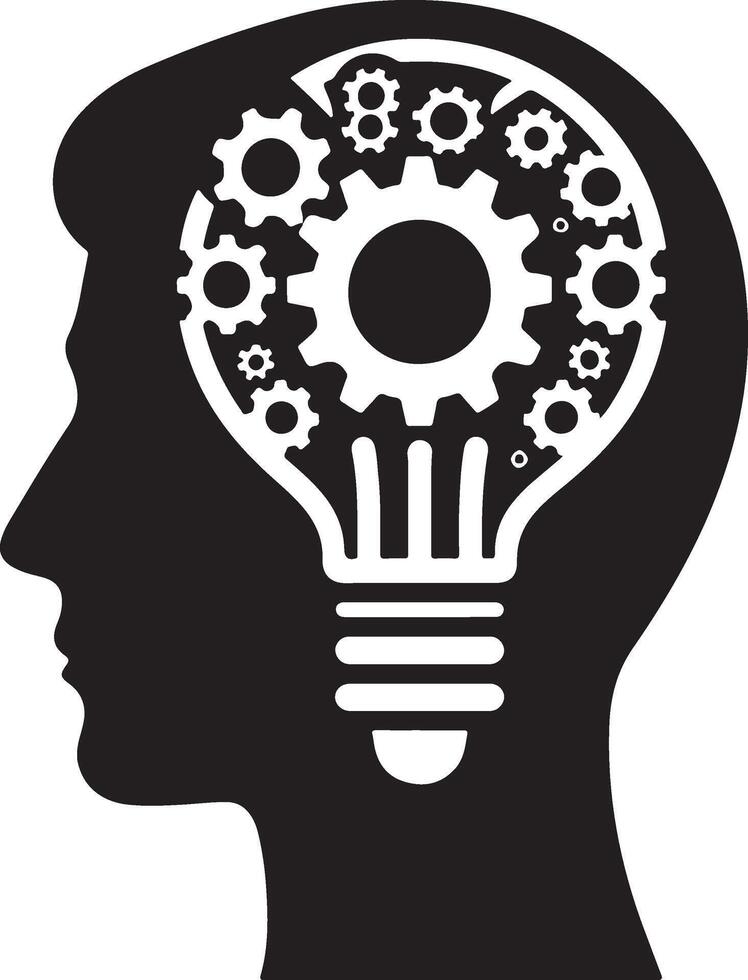 Person with light in his brain. vector