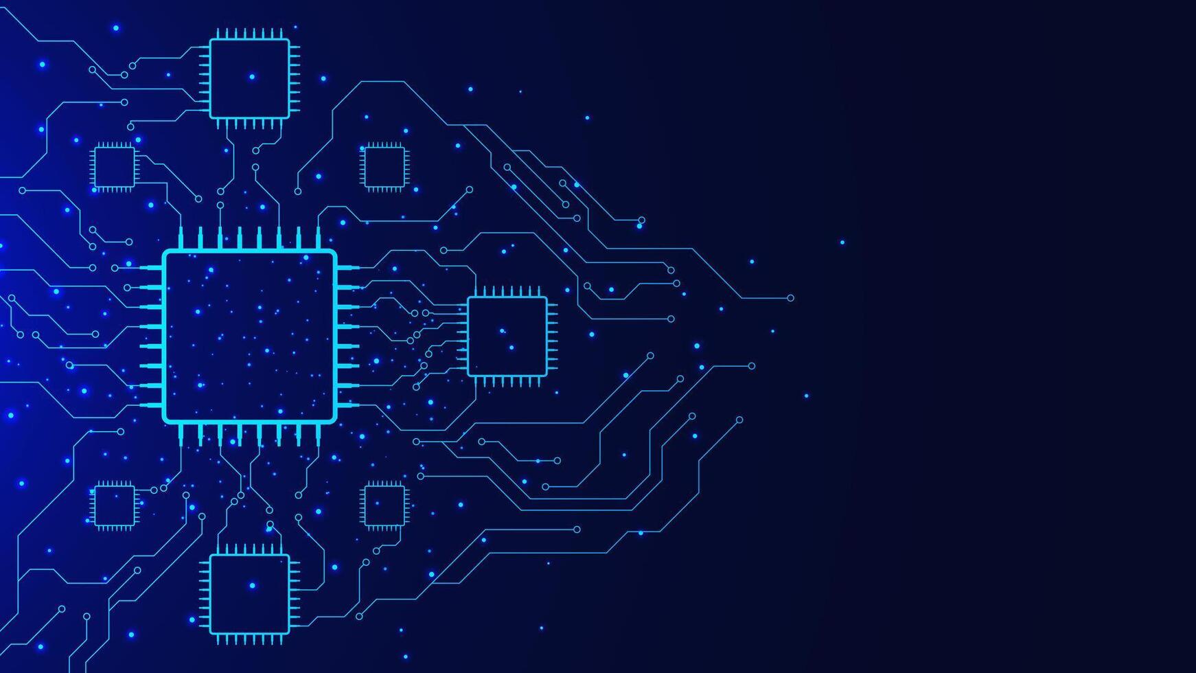 Futuristic circuit board with microchip, Artificial Intelligence chipset, central computer, processor and CPU concept for technology background design vector