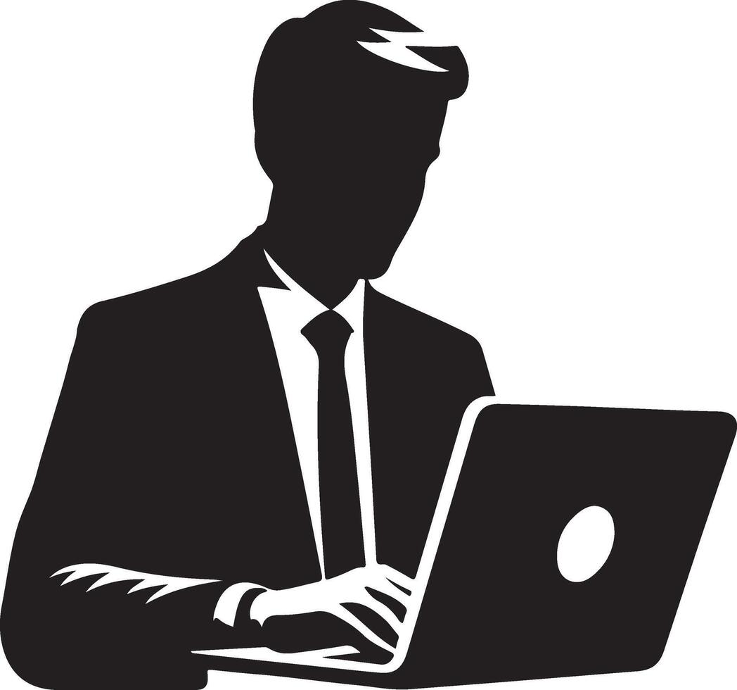 A man using laptop. vector