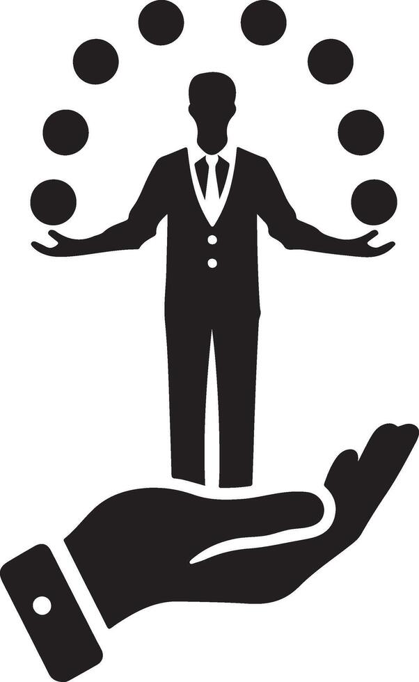 Silhouette of multitasking. vector