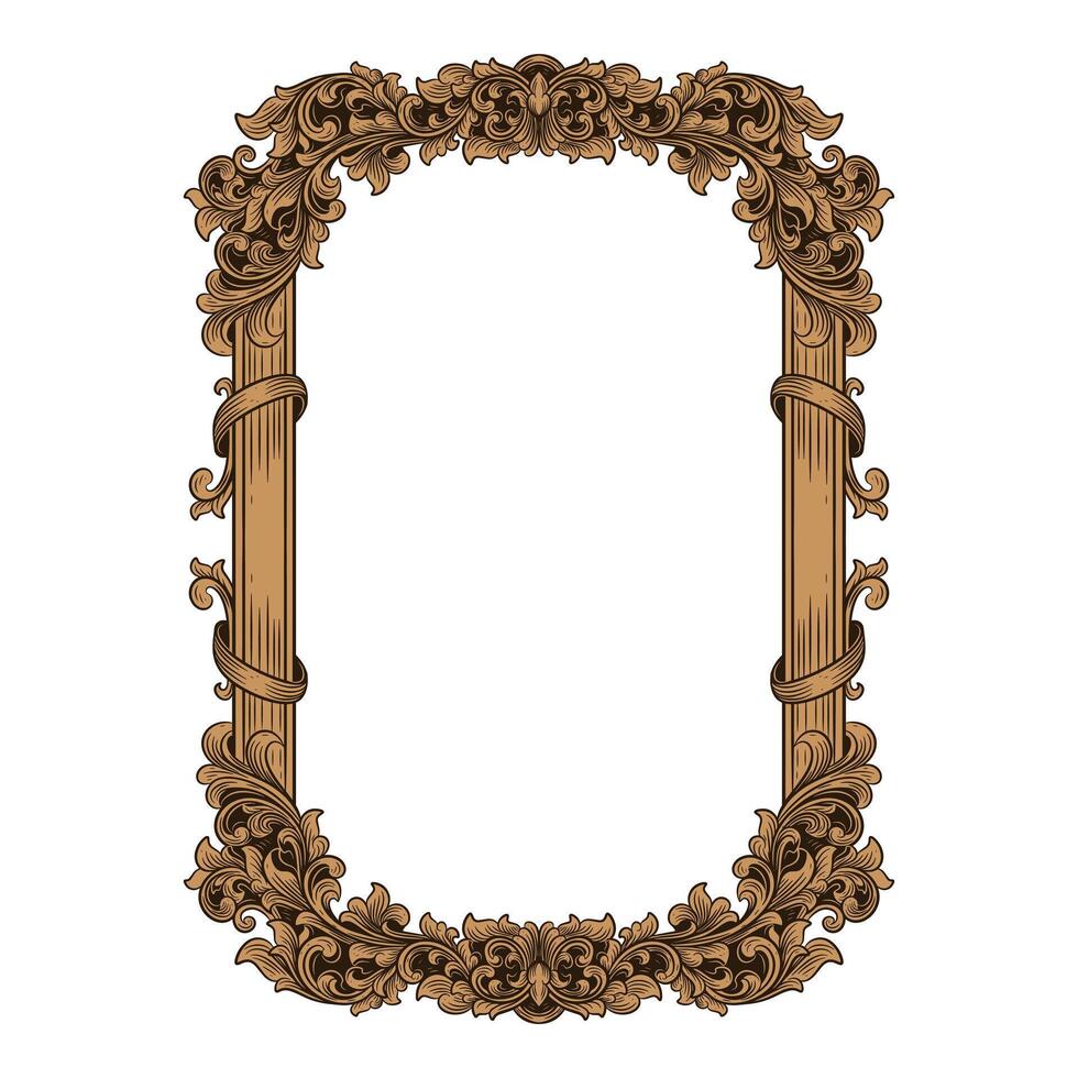 ornament frame window mirror gold vector
