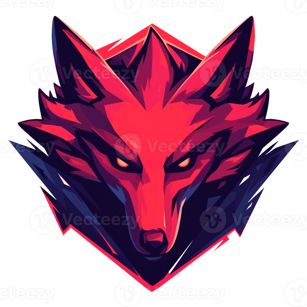 Red fox mascot logo design with sharp angles and fierce expression. png