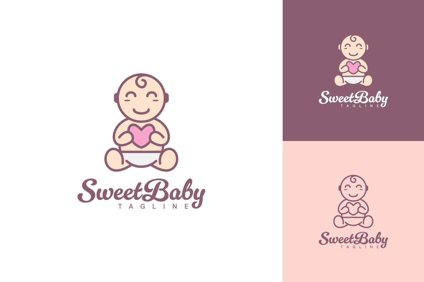 Baby Hug Heart Logo Design vector