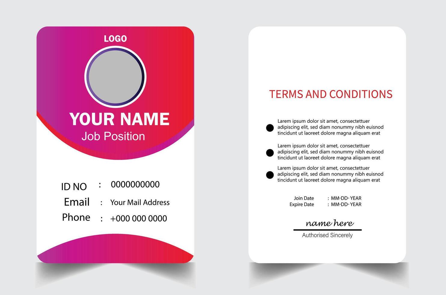 Abstract Smooth Pink Wavy Id Card Design with Blurry Mesh Background Element, Professional Identity Card Template vector
