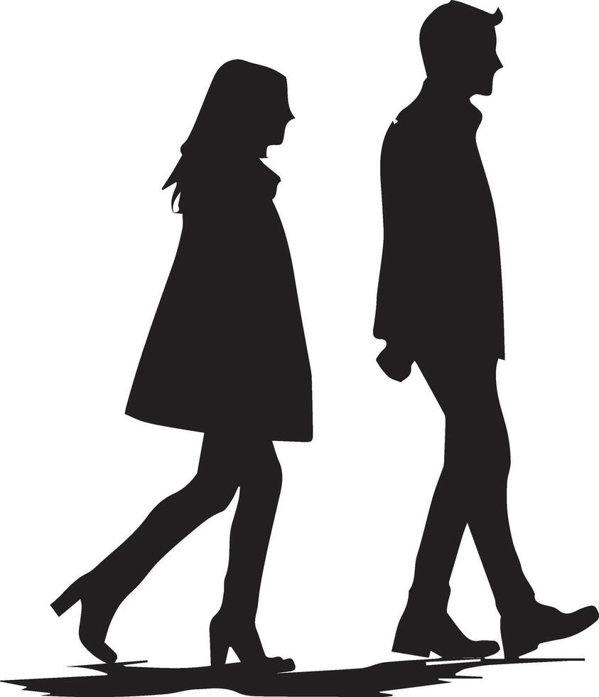 Silhouette of Couple walking graphic design vector