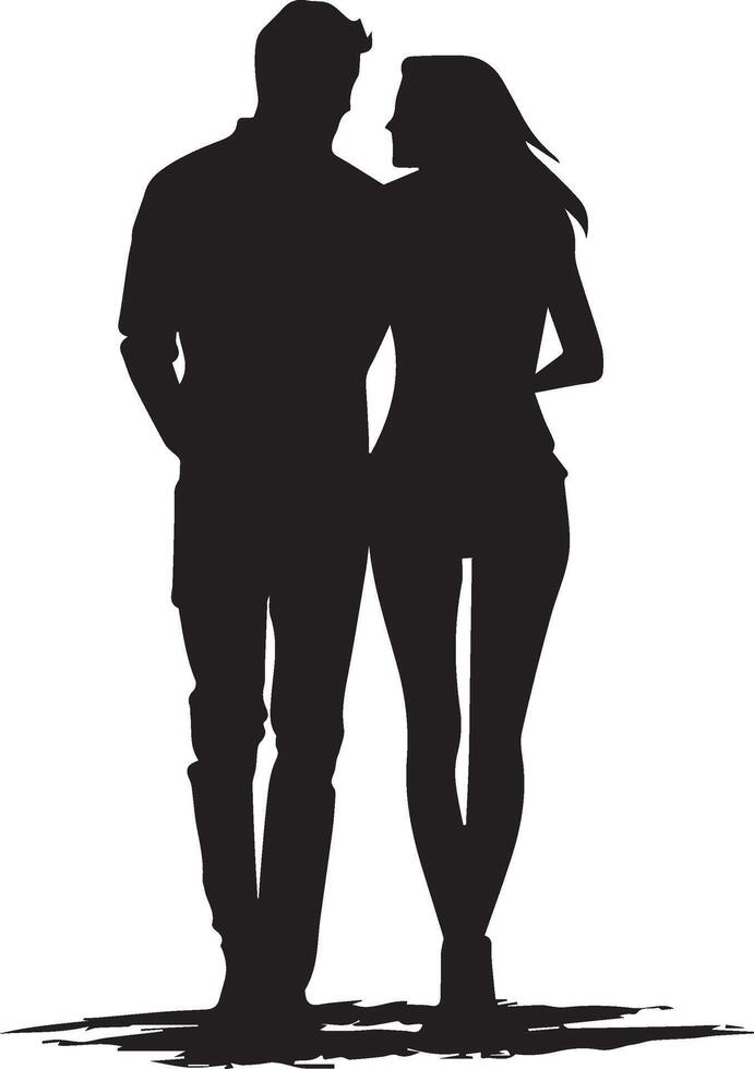 Couple Standing silhouette on white background graphic vector