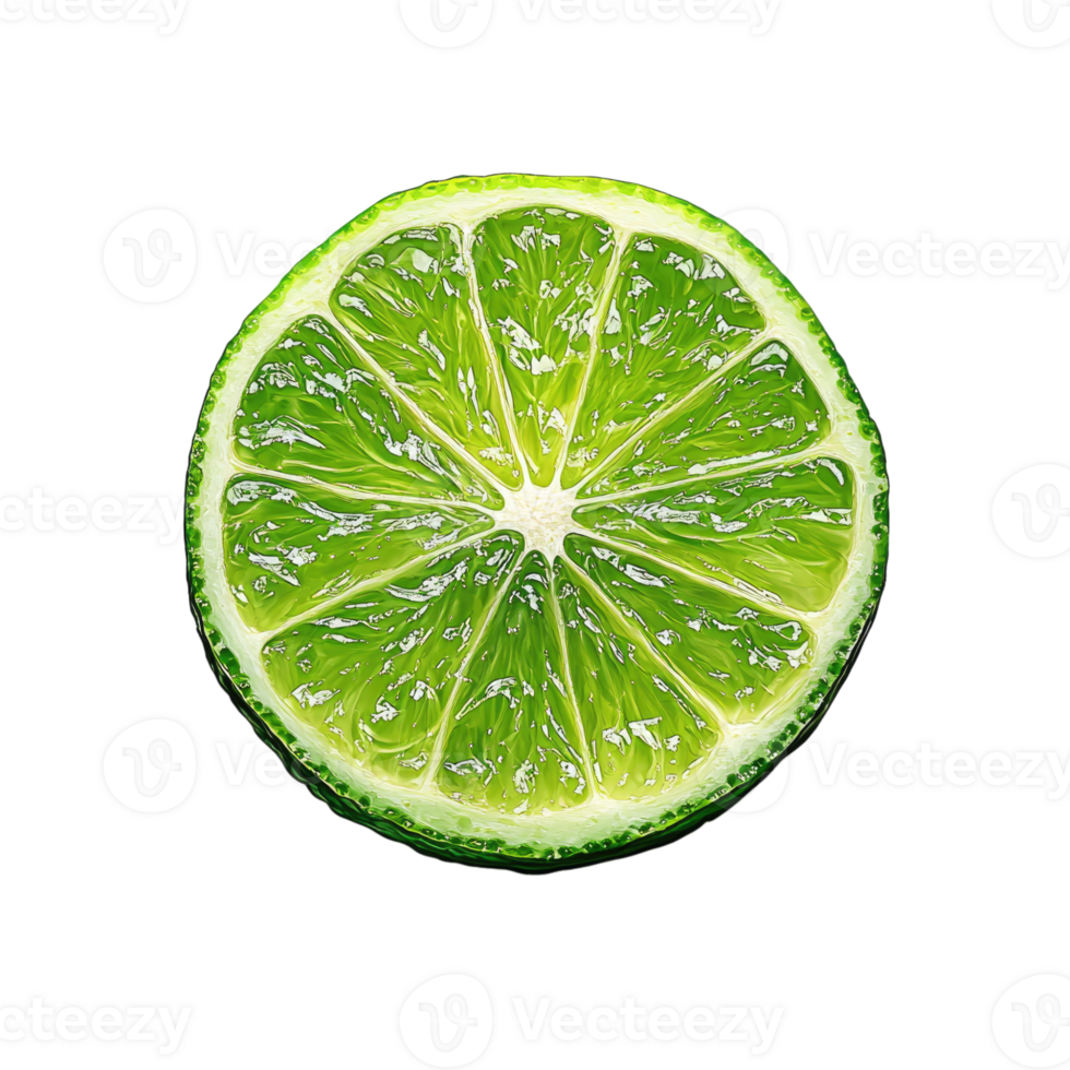 A realistic slice of lime on Transparent background, png