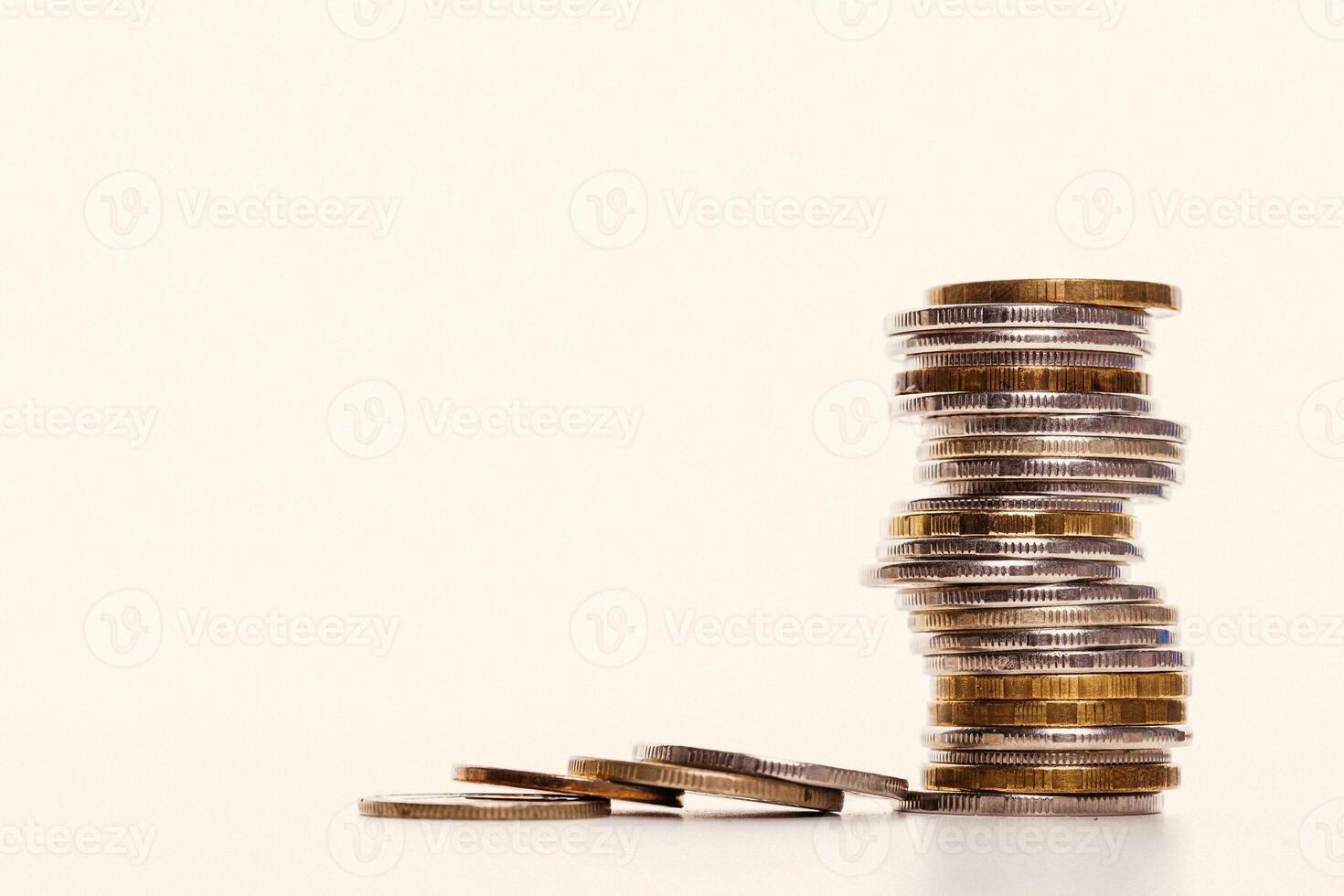 Closeup stack coin on a table photo