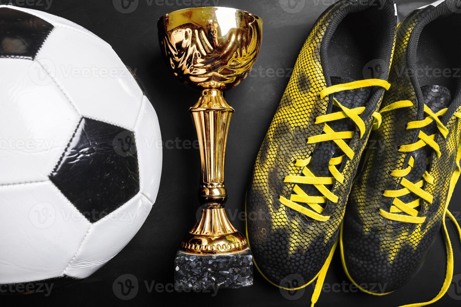Trophy cup and soccer ball photo
