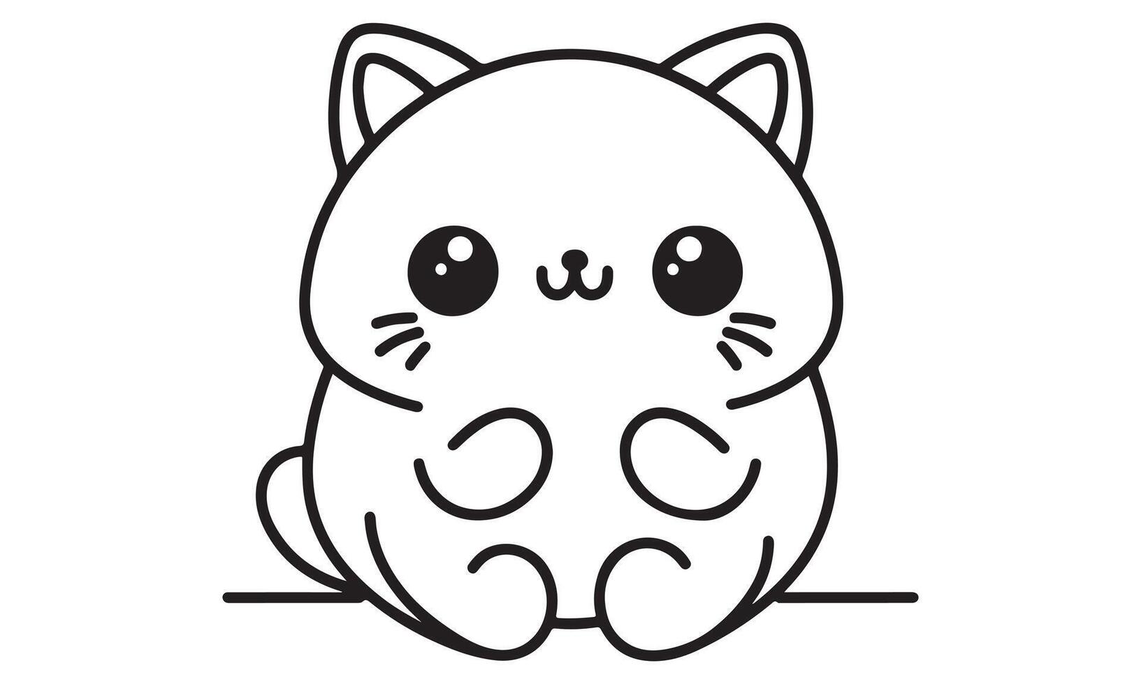 A black and white drawing of a cat vector