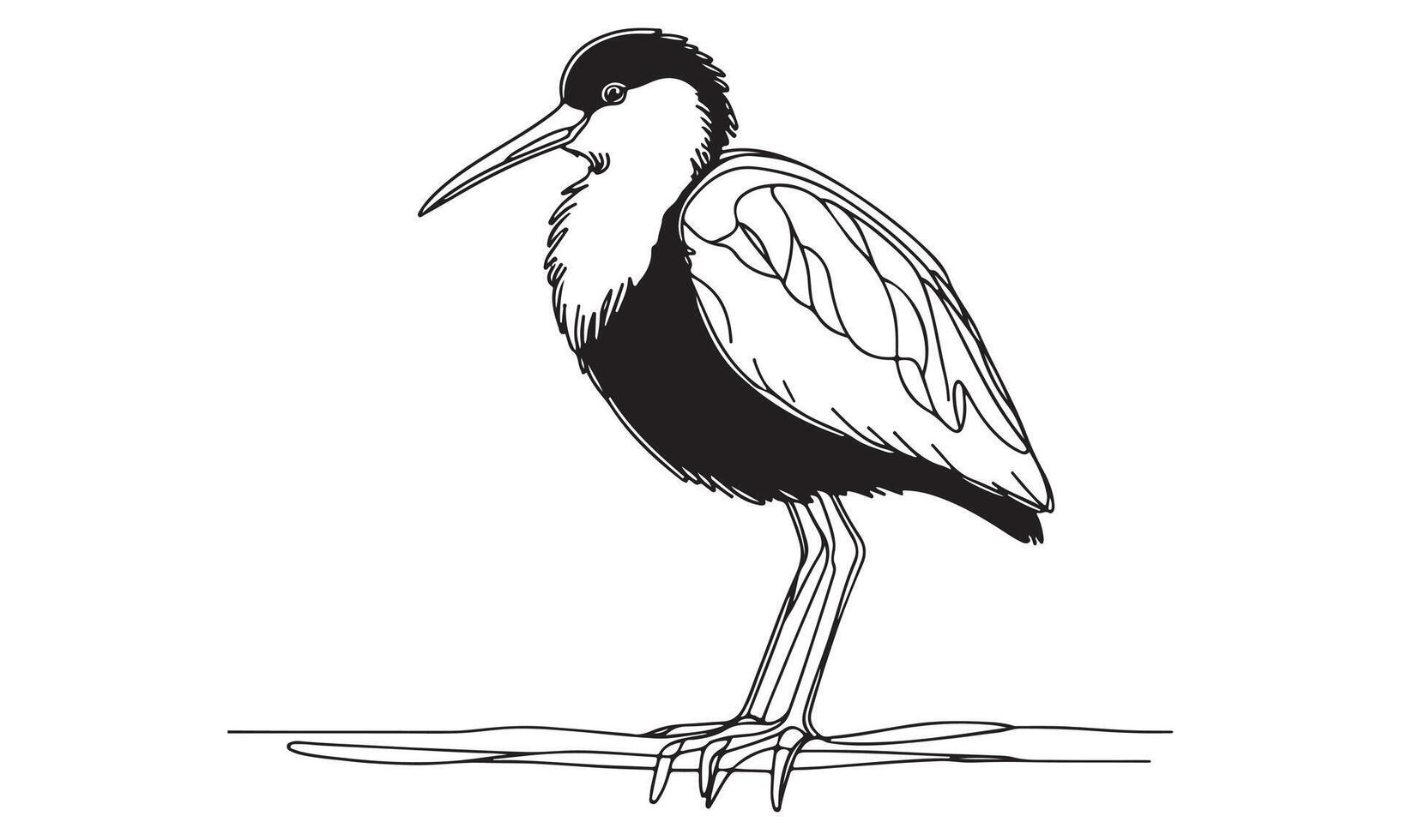 A drawing of a bird standing on a branch vector