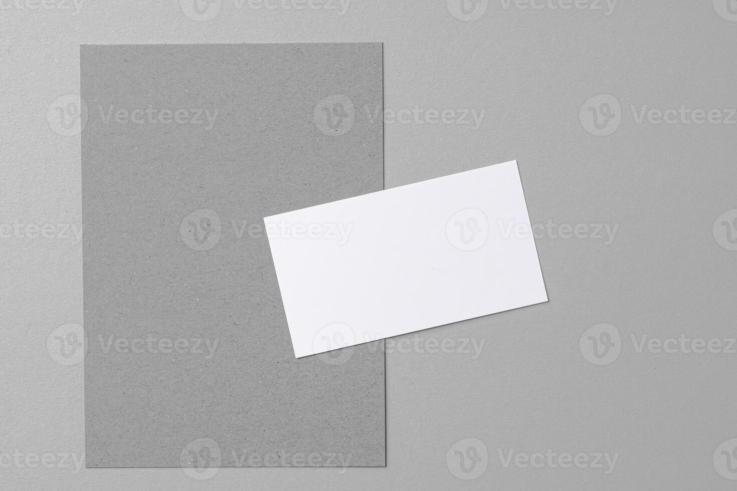 Business mock up cards with copy space on grey photo