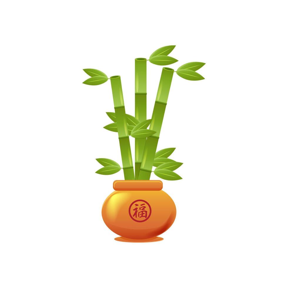 Chinese New Year Typical Mini Bamboo Design, translate happiness vector
