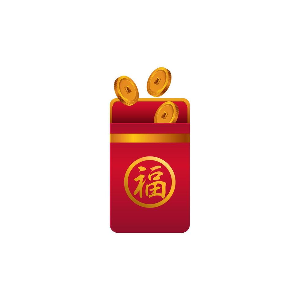 Chinese New Year Red Envelope Design, translate happiness vector