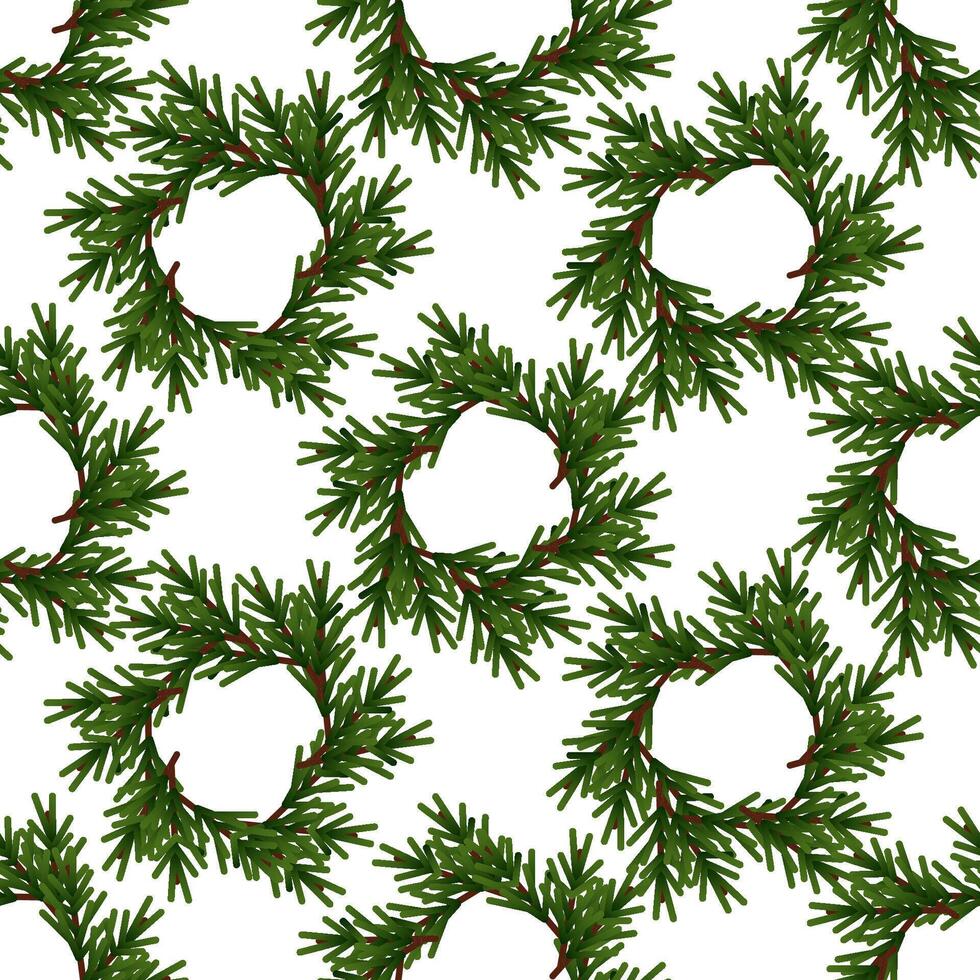 Seamless pattern of Christmas wreaths on a white background vector