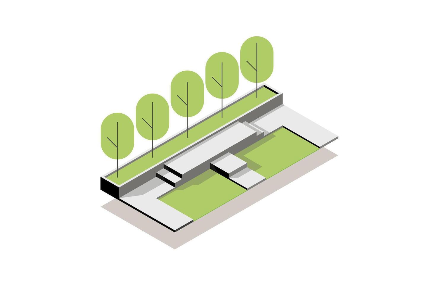 isometric top view architecture garden park landscape terrace nature design modern . vector