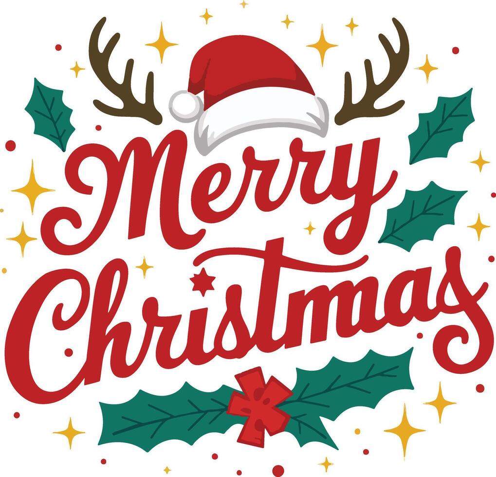 Merry Christmas typography text with white background vector