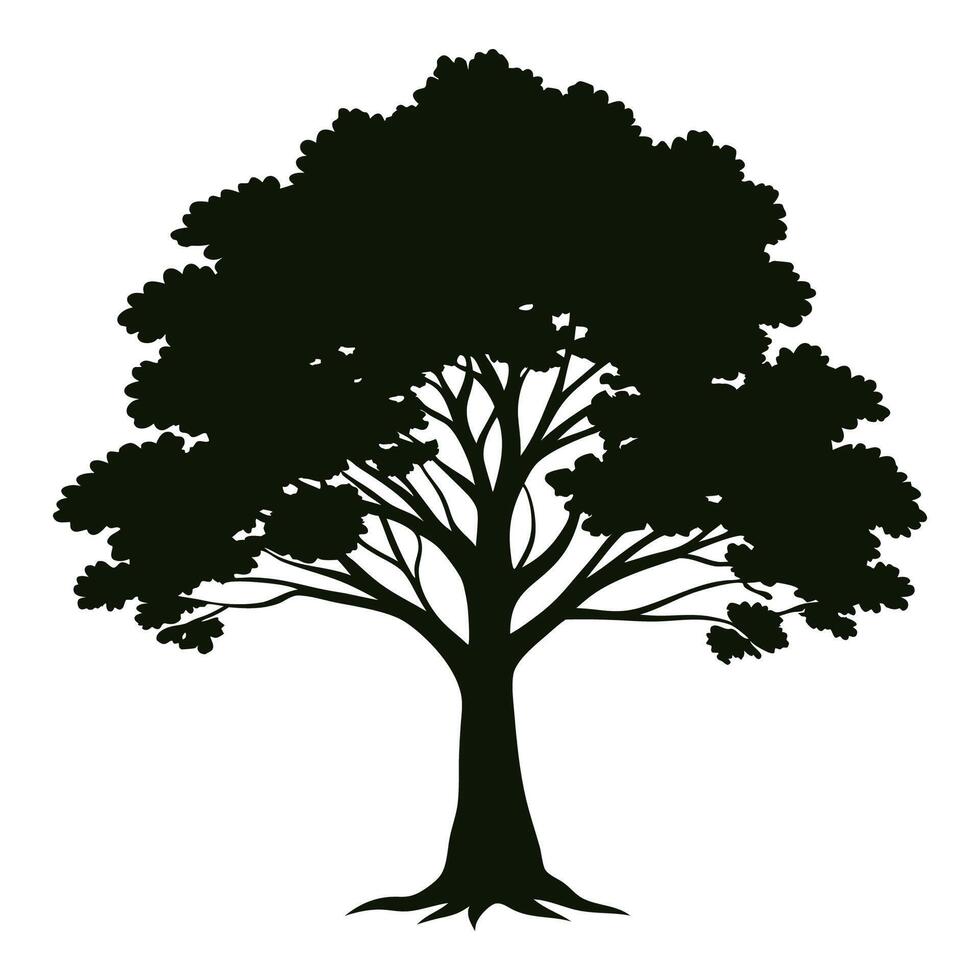 A black silhouette of a tree on a white background vector