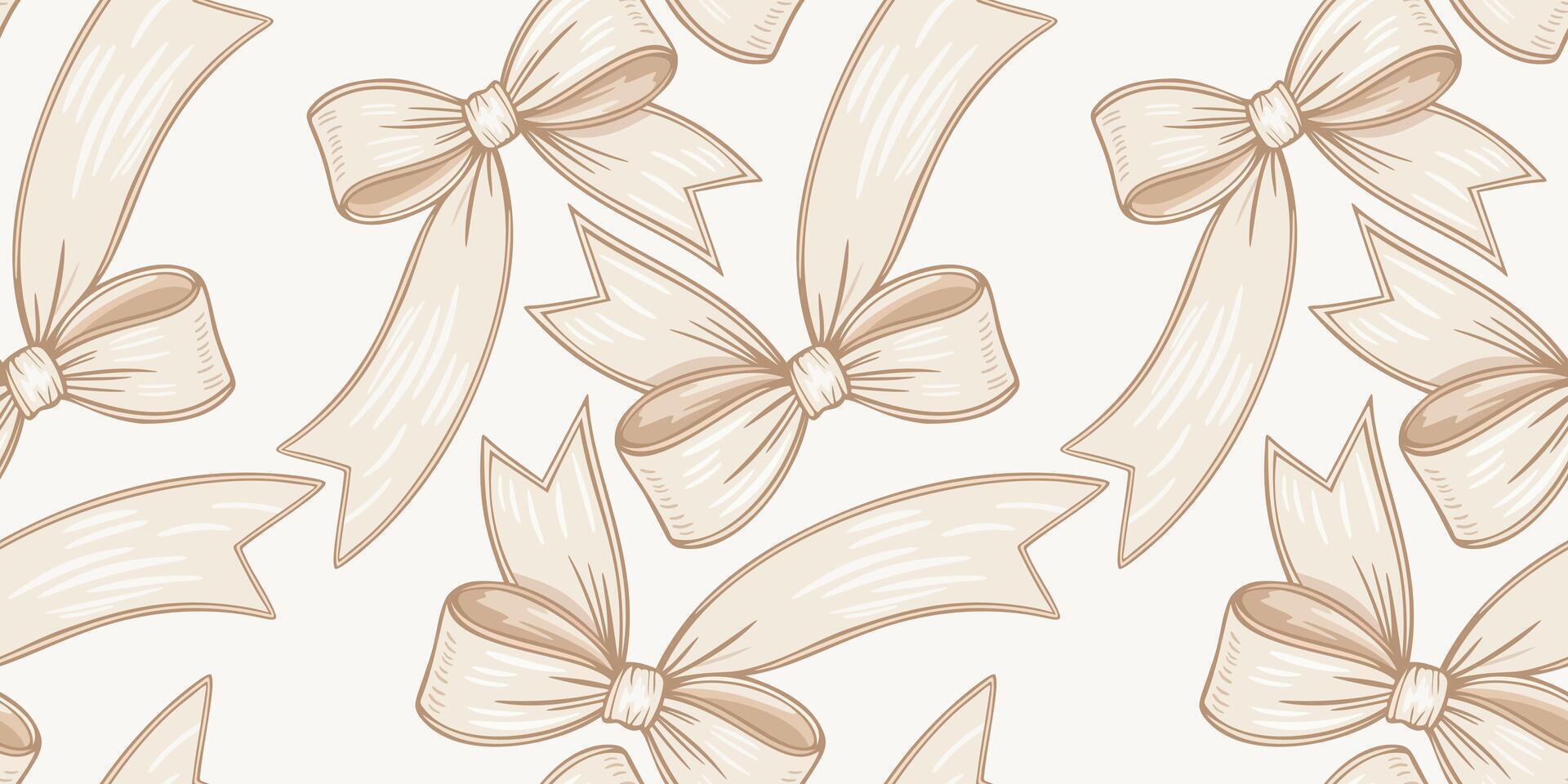 seamless pattern with beige ribbons on light background vector