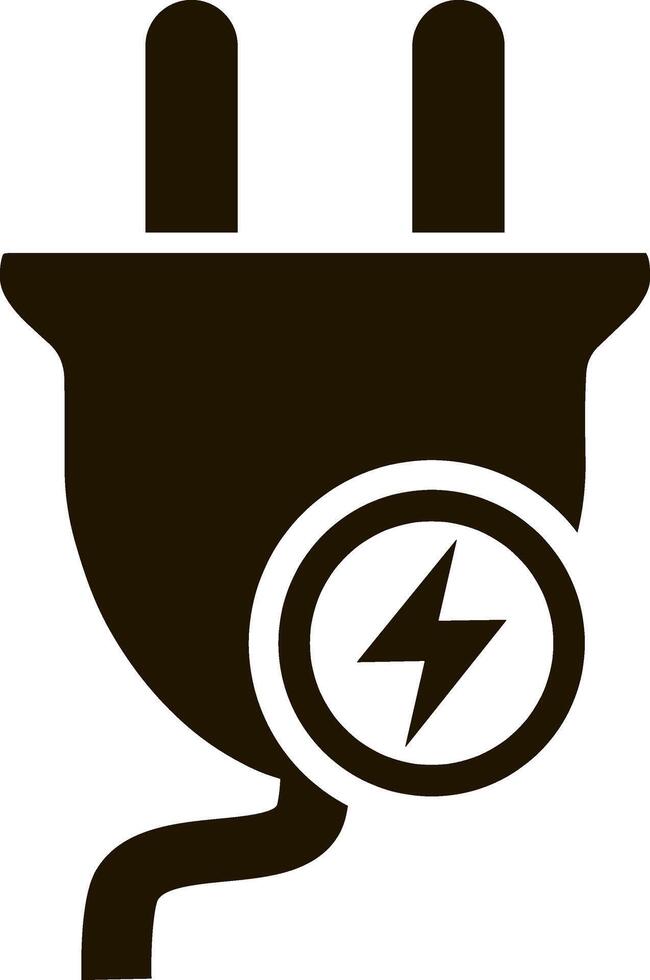 Doodle electric plug with light icon Hand drawn clipart Stencil vector