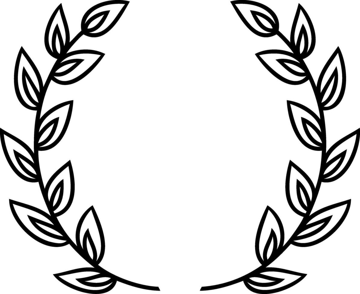 Laurel wreath icon Outline Branch with leaf Frame Border vector
