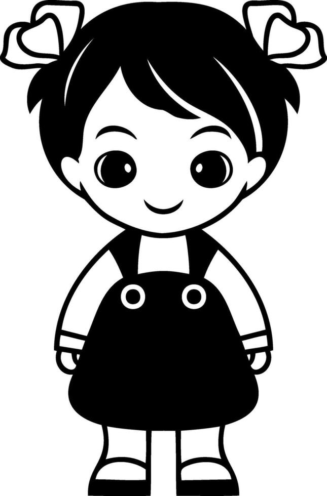 Doodle girl icon isolated. Hand drawn vector