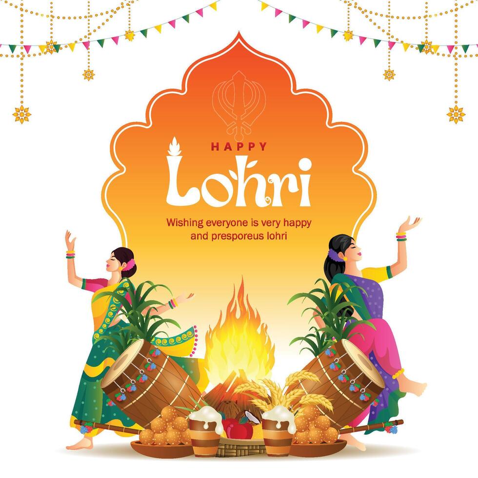 Beautiful Happy Lohri festival background vector