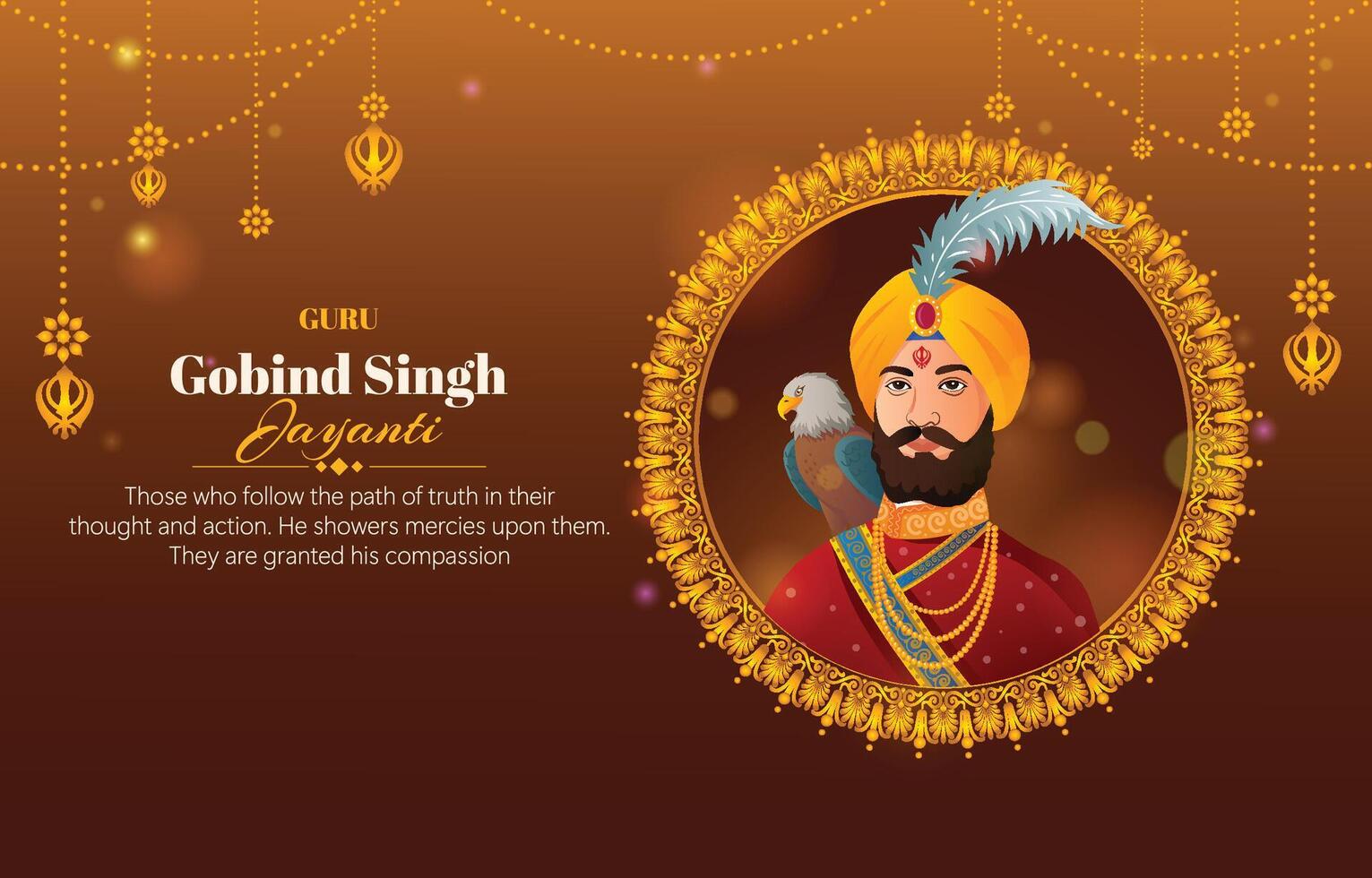 guru gobind singh jayanti background with gradient color concept vector