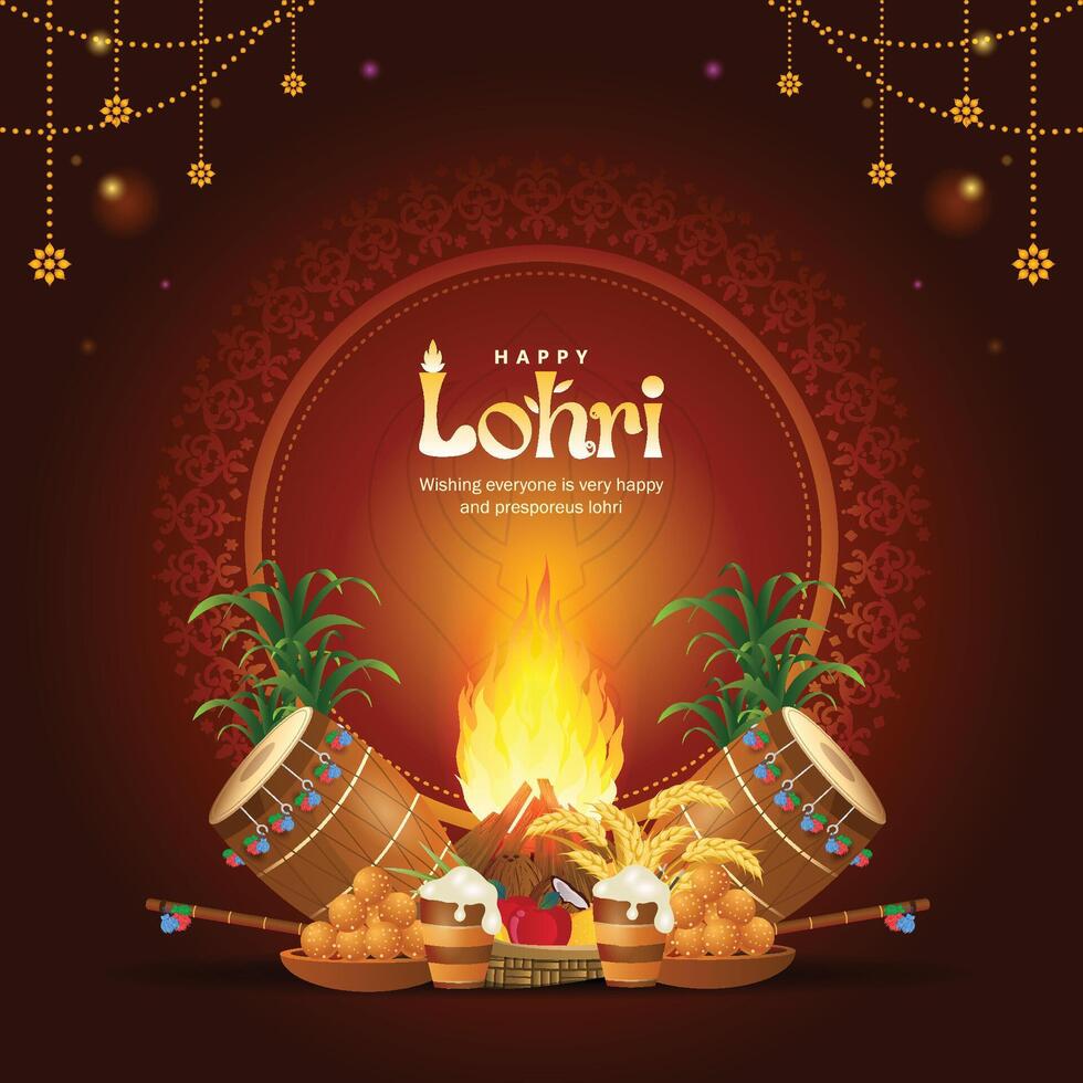 Beautiful Happy Lohri festival background vector