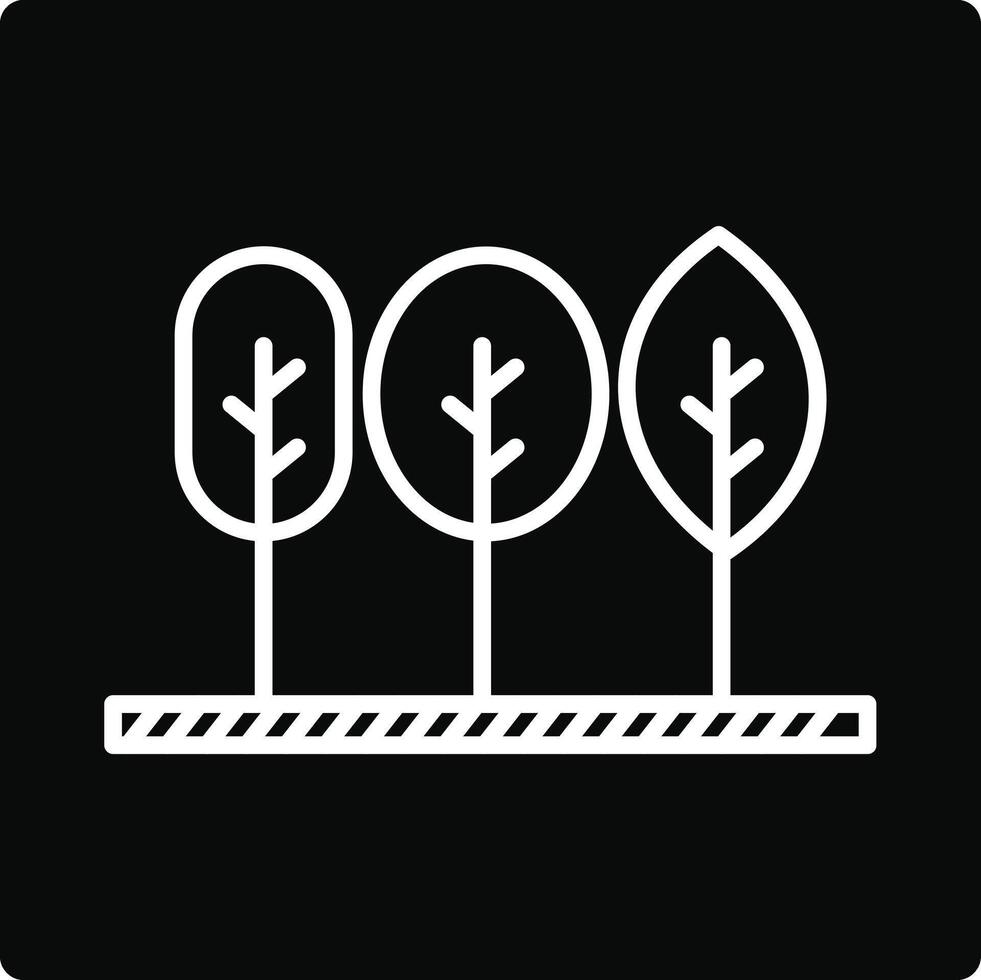 A line drawing of three trees on a black background vector