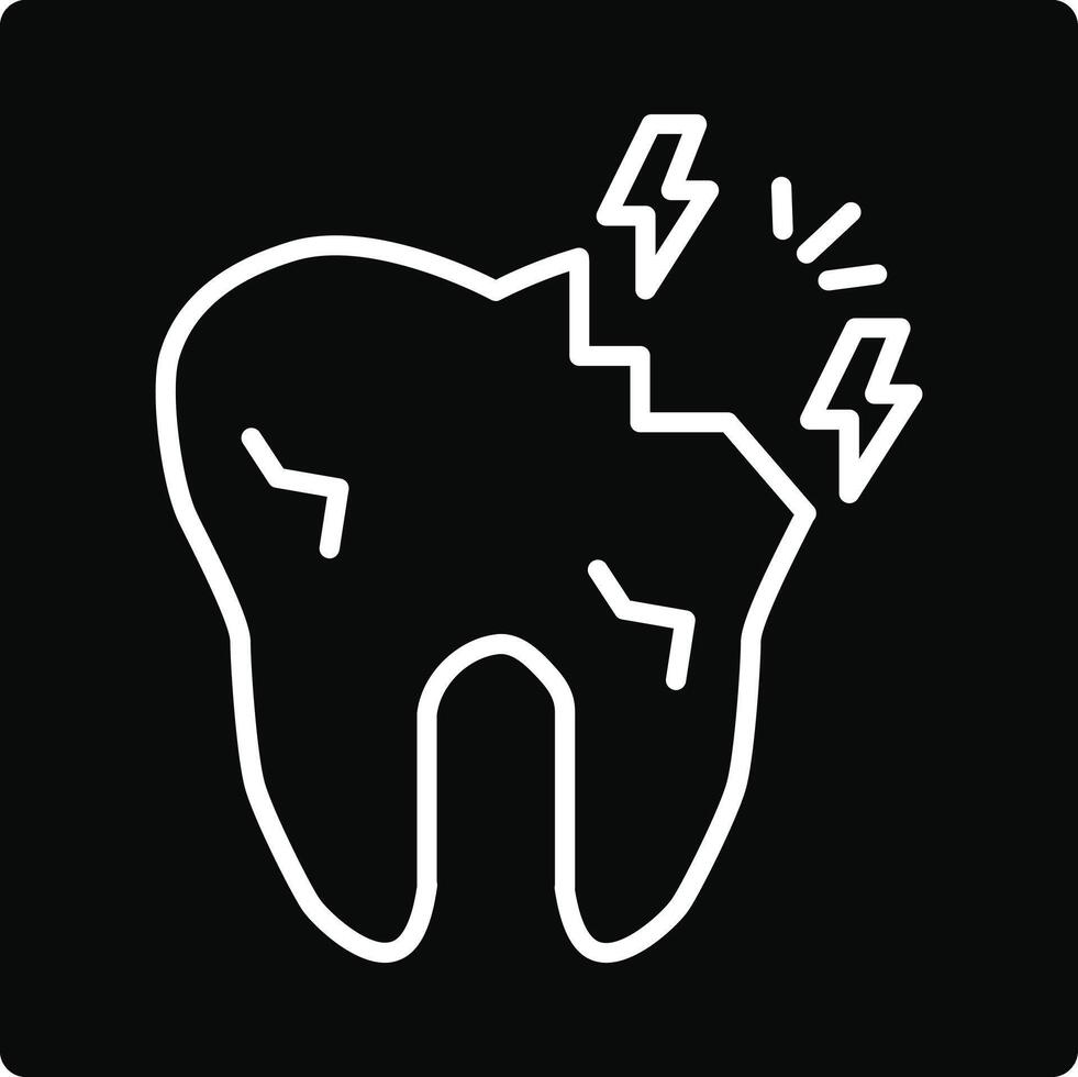 A tooth with a broken jaw line icon vector