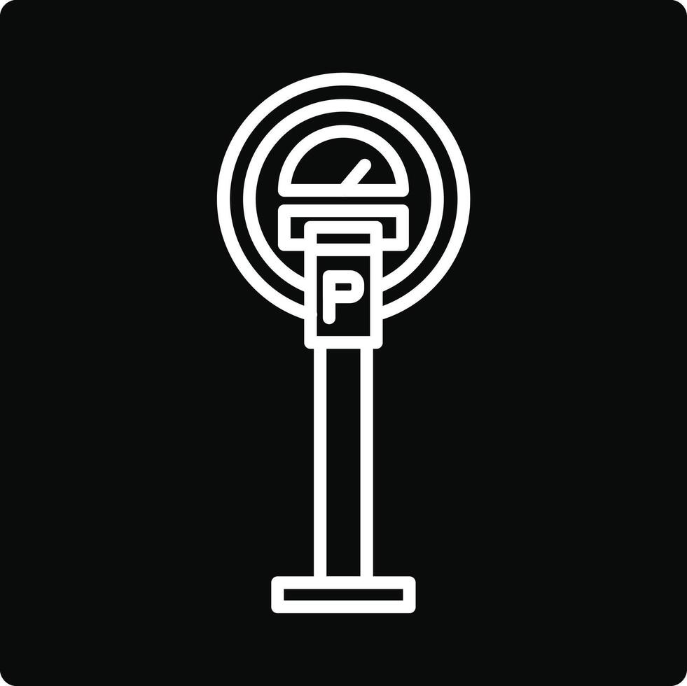 A parking meter icon in a white line vector