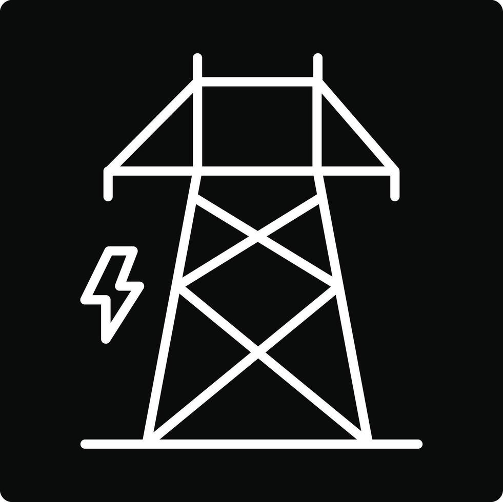 Electricity tower with lightning icon vector