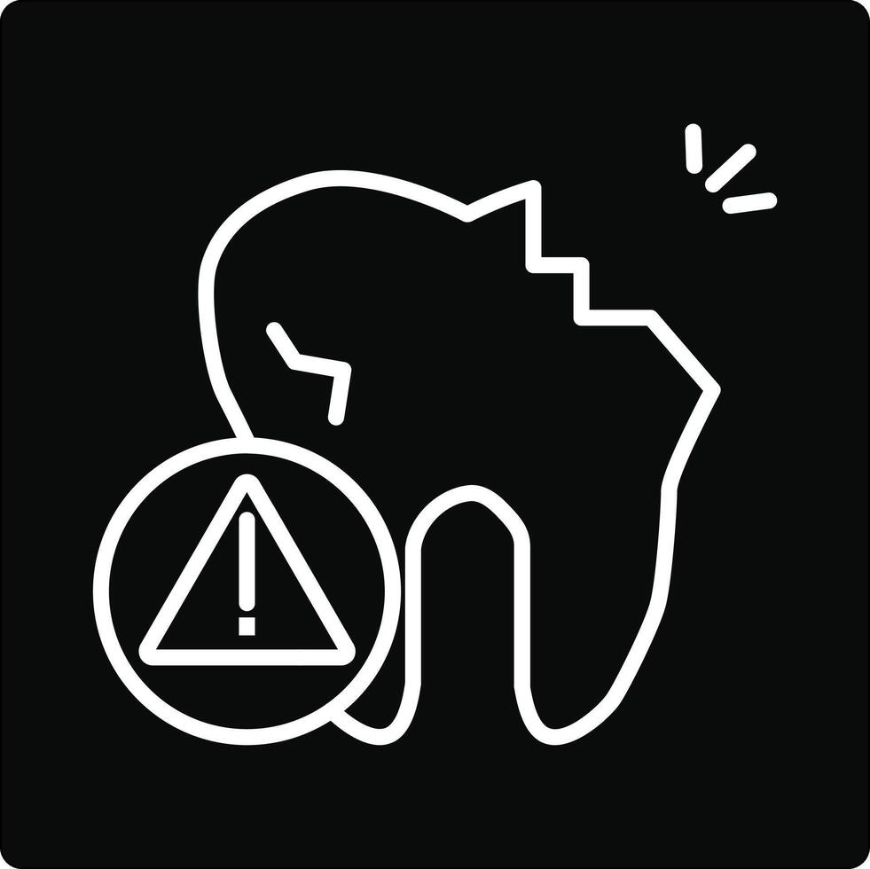 A tooth with a broken jaw and a warning sign vector