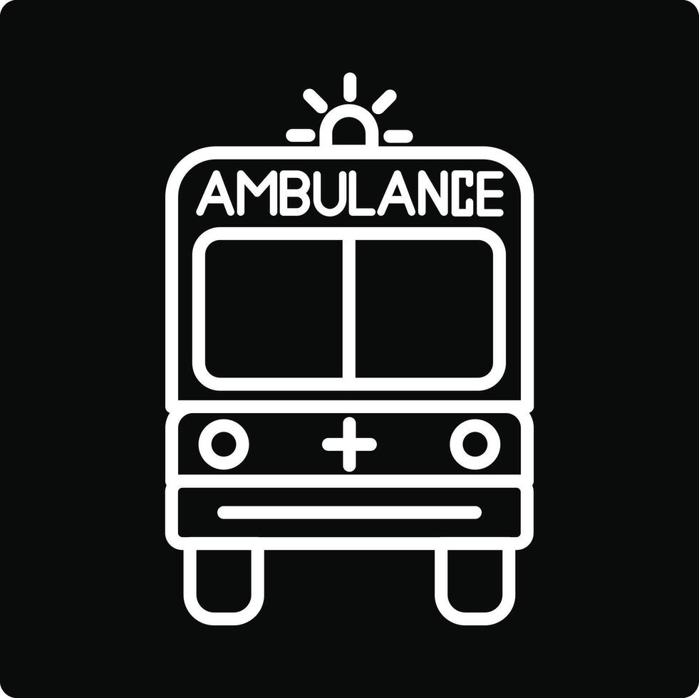 Ambulance icon on black background vector